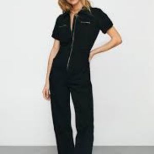 Nasty Gal Denim Collared Jumpsuit